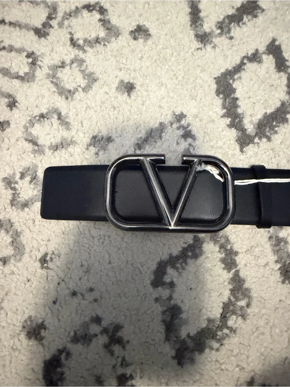 Valentino logo dark silver buckle belt size 110